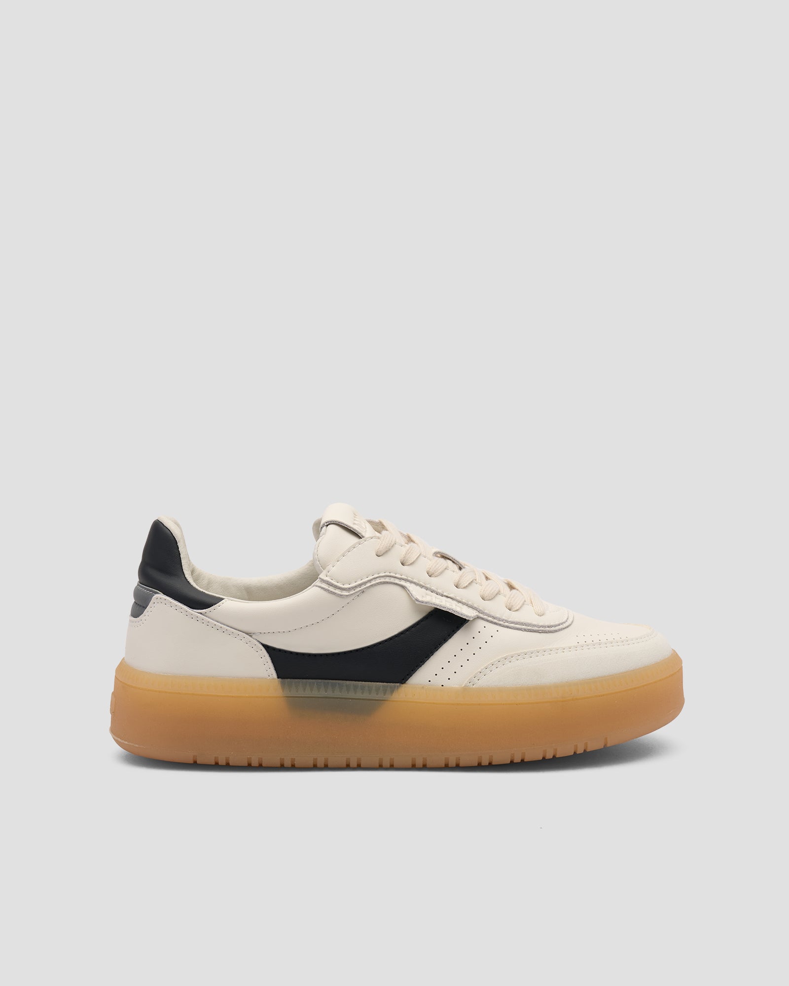 Echo 1 Leather White Black Amber Sole Reflective Heel Tab